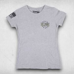 Til Valhalla Project T-shirt Women M Gray Graphic Military Patriotic Veteran